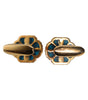 Dolce & Gabbana Gold Brass Blue Enameled Flower Cufflink