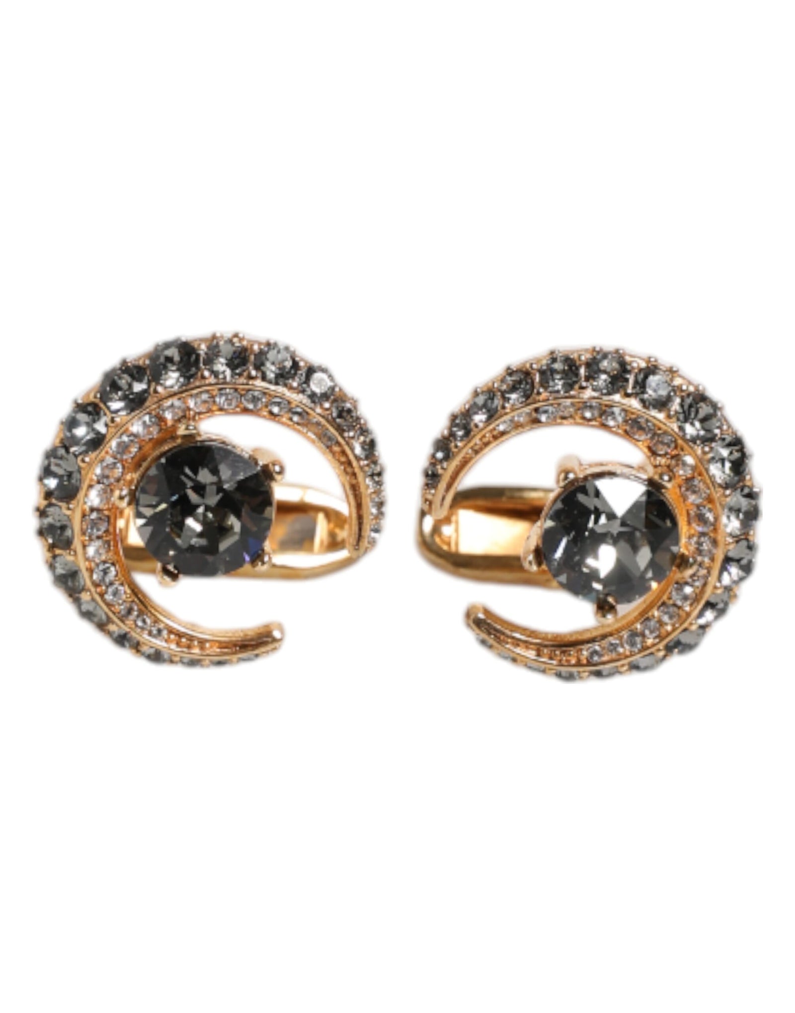 Dolce &amp; Gabbana Brass Gold Black Crystal Luna Cufflink