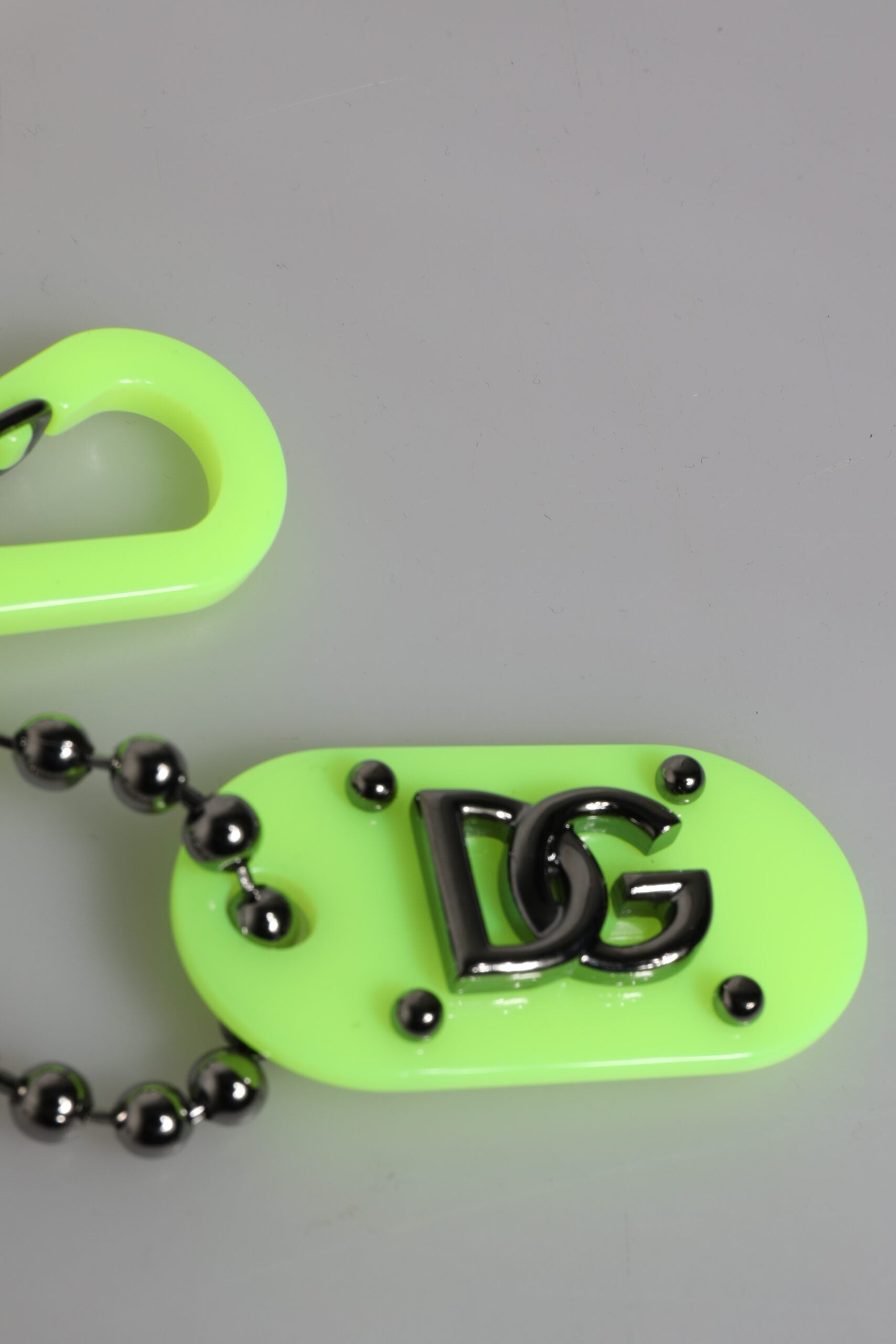 Dolce &amp; Gabbana Green Springy Key Holder DG Logo Men's Keychain Keyring