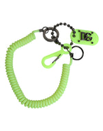 Dolce &amp; Gabbana Green Springy Key Holder DG Logo Men's Keychain Keyring