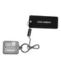 Dolce &amp; Gabbana Gray Black DG Rubber Logo Silver Men's Keychain Keyring