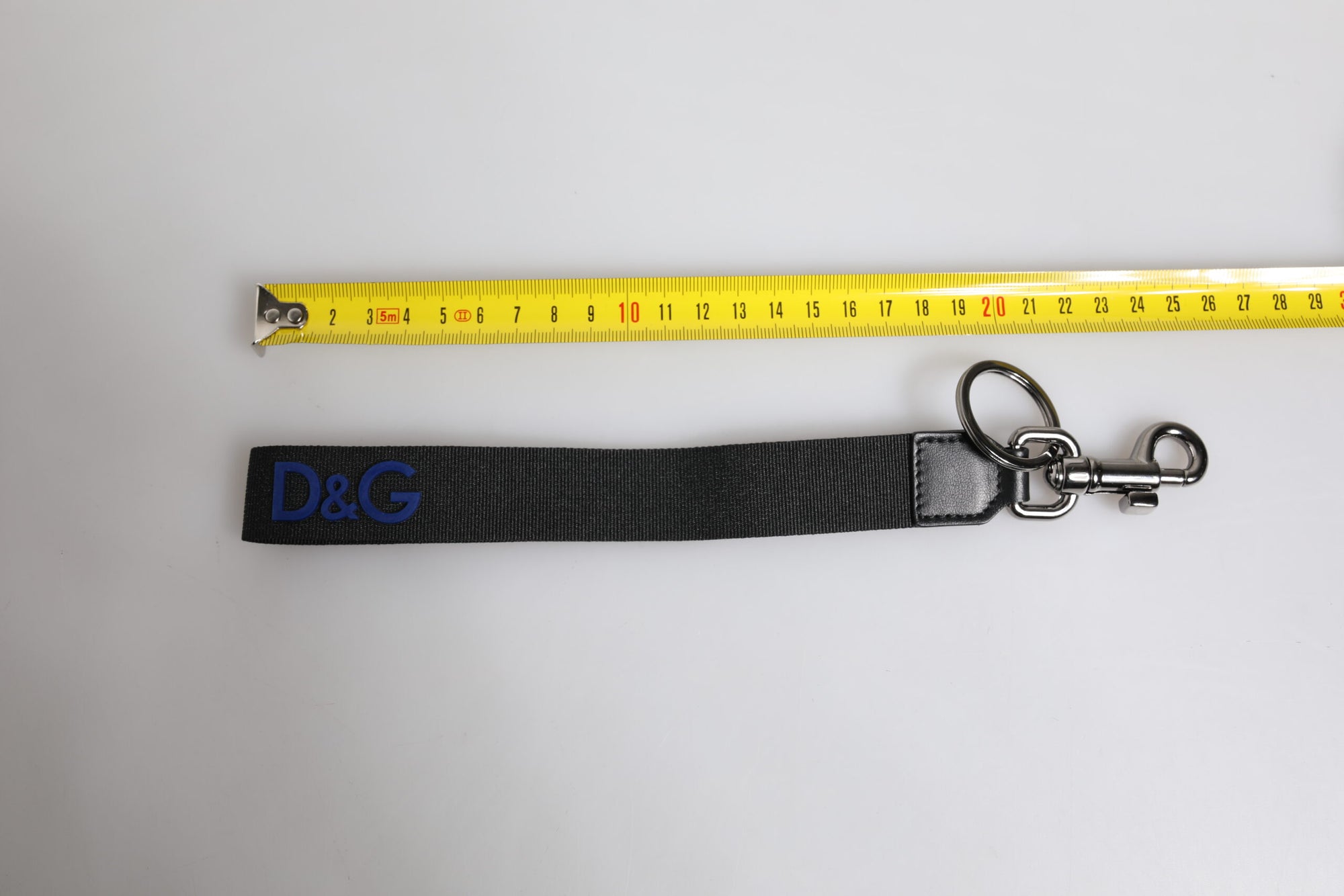 Dolce &amp; Gabbana Black Logo Nylon Silver Brass Men Holder Keychain Keyring