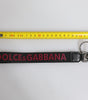 Dolce & Gabbana Black Logo Nylon Silver Brass Men Holder Keychain Keyring