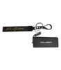 Dolce & Gabbana Black Logo Nylon Silver Brass Men Holder Keychain Keyring