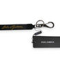 Dolce & Gabbana Black Logo Nylon Silver Brass Men Holder Keychain Keyring