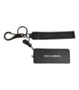 Dolce & Gabbana Black Logo Nylon Silver Brass Men Holder Keychain Keyring