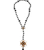 Dolce & Gabbana Gold Brass Black Beaded Chain Rosary Pendant Necklace