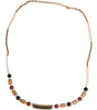 Dolce & Gabbana Black Gold Wooden Beaded Logo Pendant Necklace