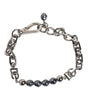 Dolce & Gabbana Silver Tone Chain Lobster Clasp Logo Gray Pearls Bracelet