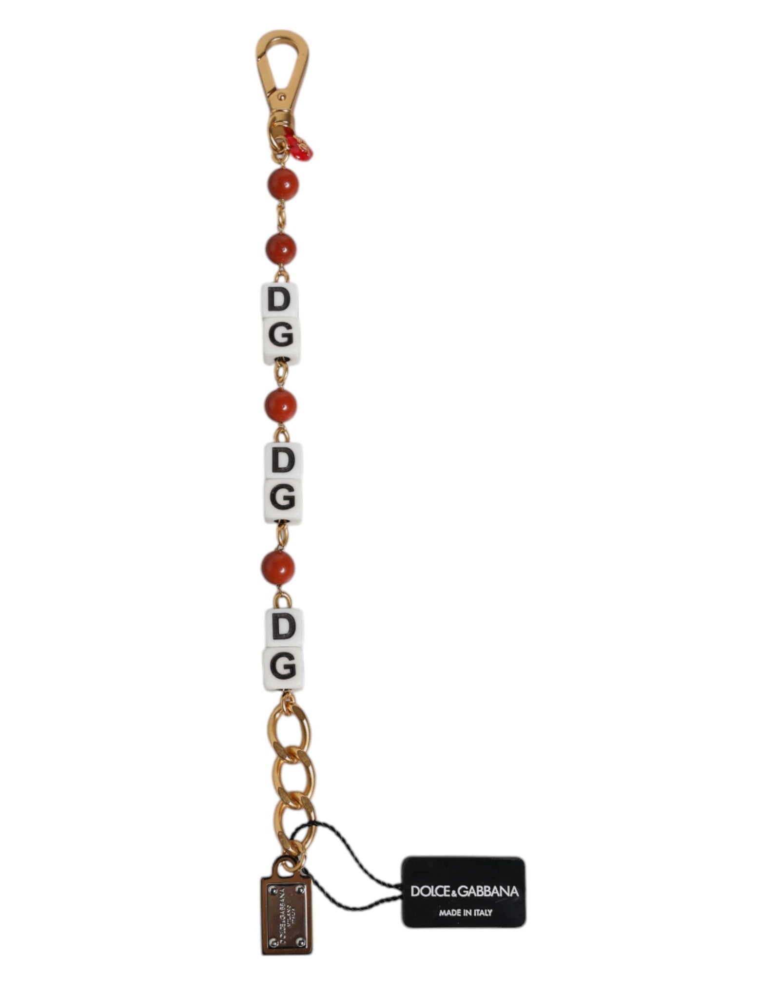 Dolce &amp; Gabbana Multicolor Gold Tone Brass Chain DG Logo Dice Bracelet