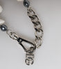Dolce & Gabbana Silver Tone Brass Beaded Shell DG Logo Pendant Bracelet