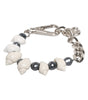 Dolce & Gabbana Silver Tone Brass Beaded Shell DG Logo Pendant Bracelet