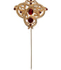 Dolce &amp; Gabbana Gold Tone Red Crystal Embellish 925 Sterling Silver Pin