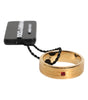 Dolce &amp; Gabbana Gold Tone Brass Red Crystal DG Logo Ring