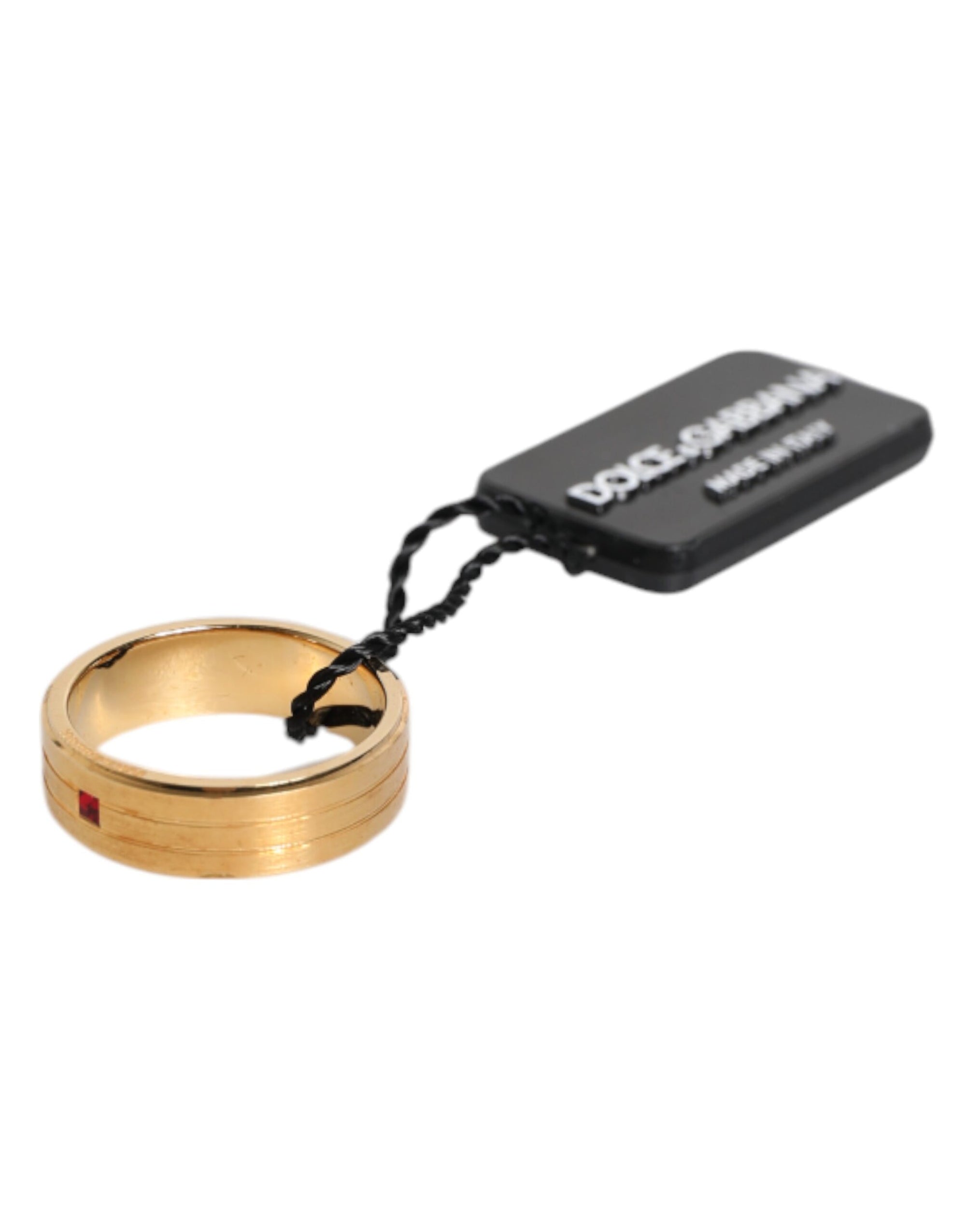 Bague Dolce &amp; Gabbana en laiton doré avec logo DG en cristal rouge