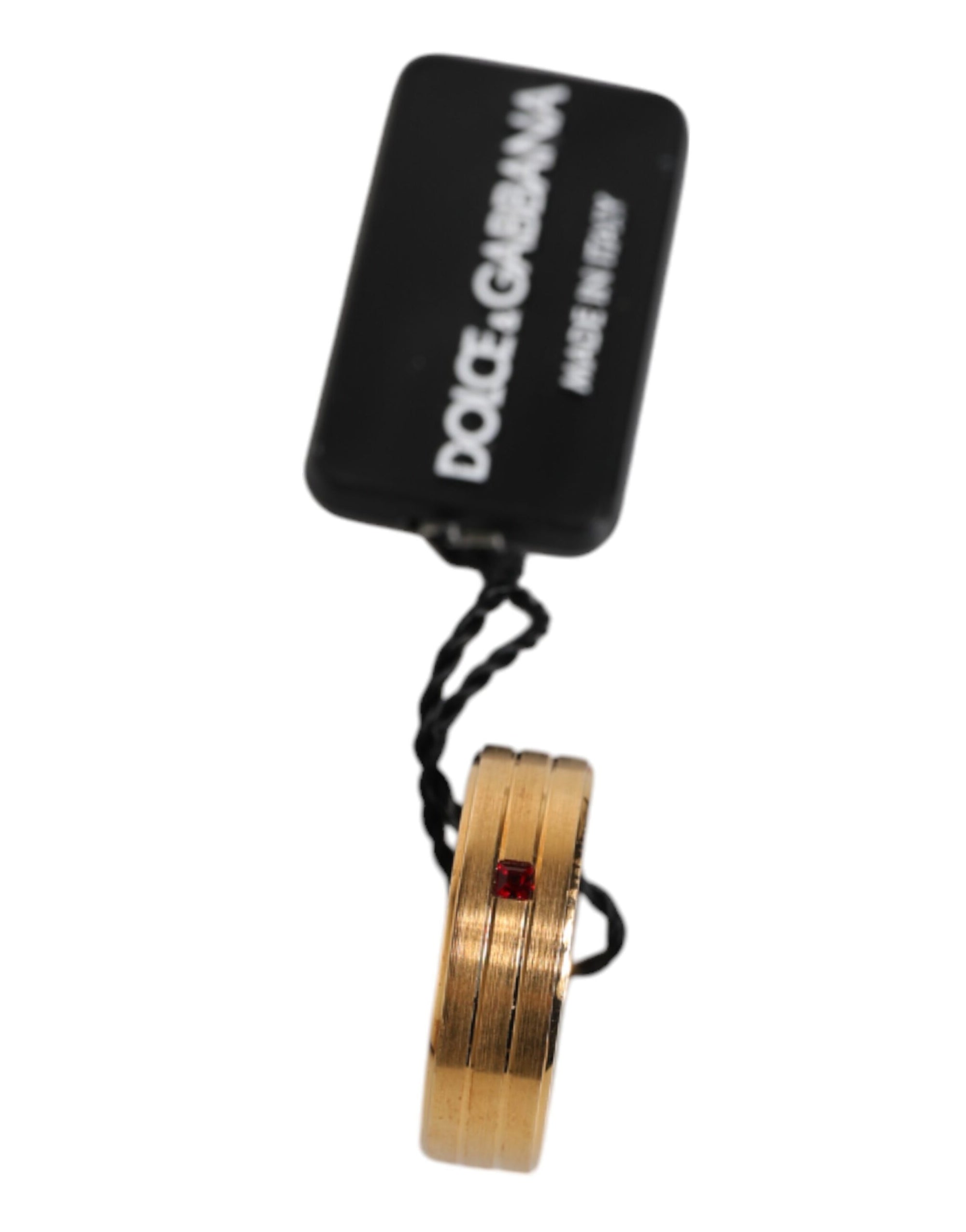 Bague Dolce &amp; Gabbana en laiton doré avec logo DG en cristal rouge