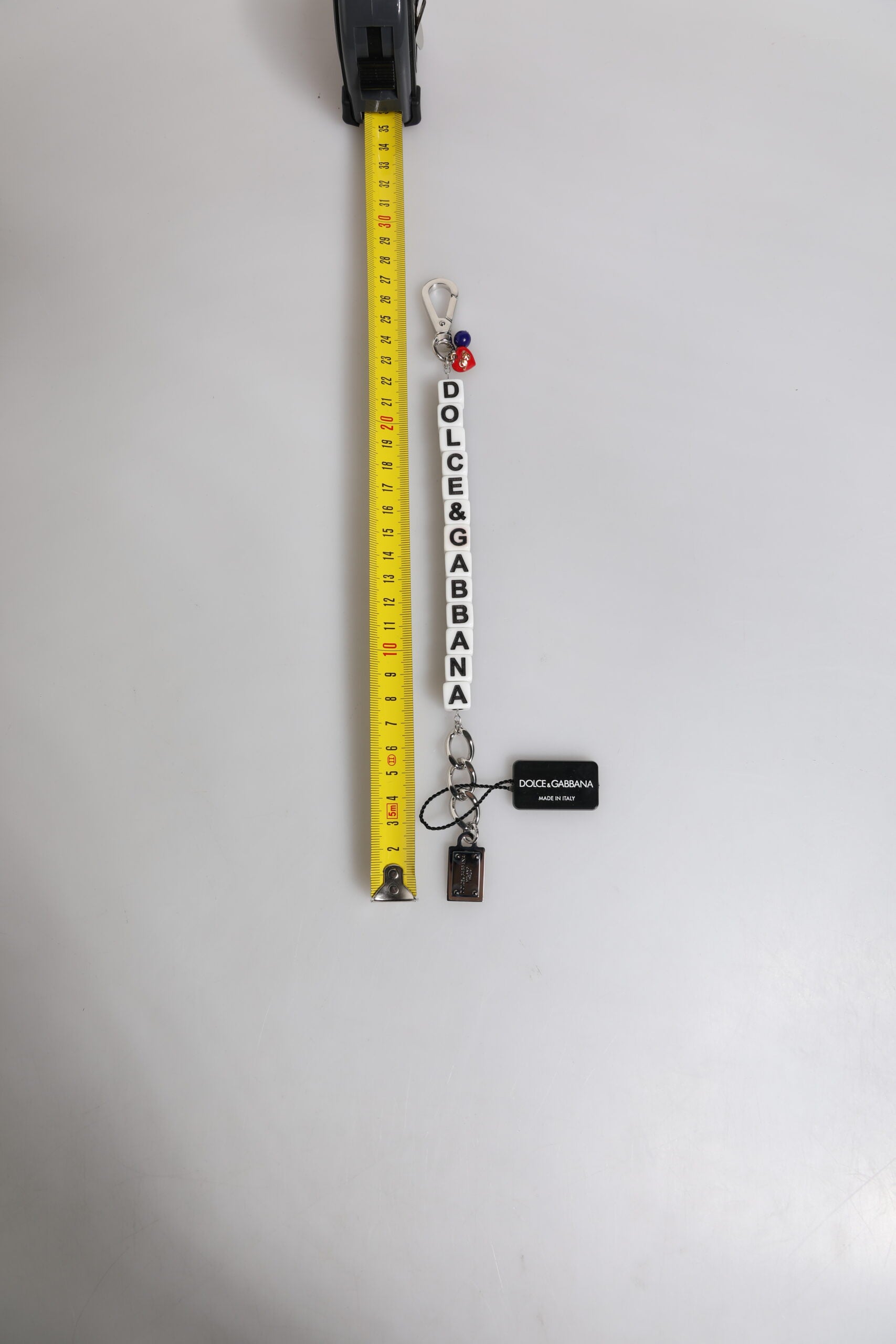 Dolce &amp; Gabbana Silver Brass Chain Dice Logo Embellished Charm Bracelet