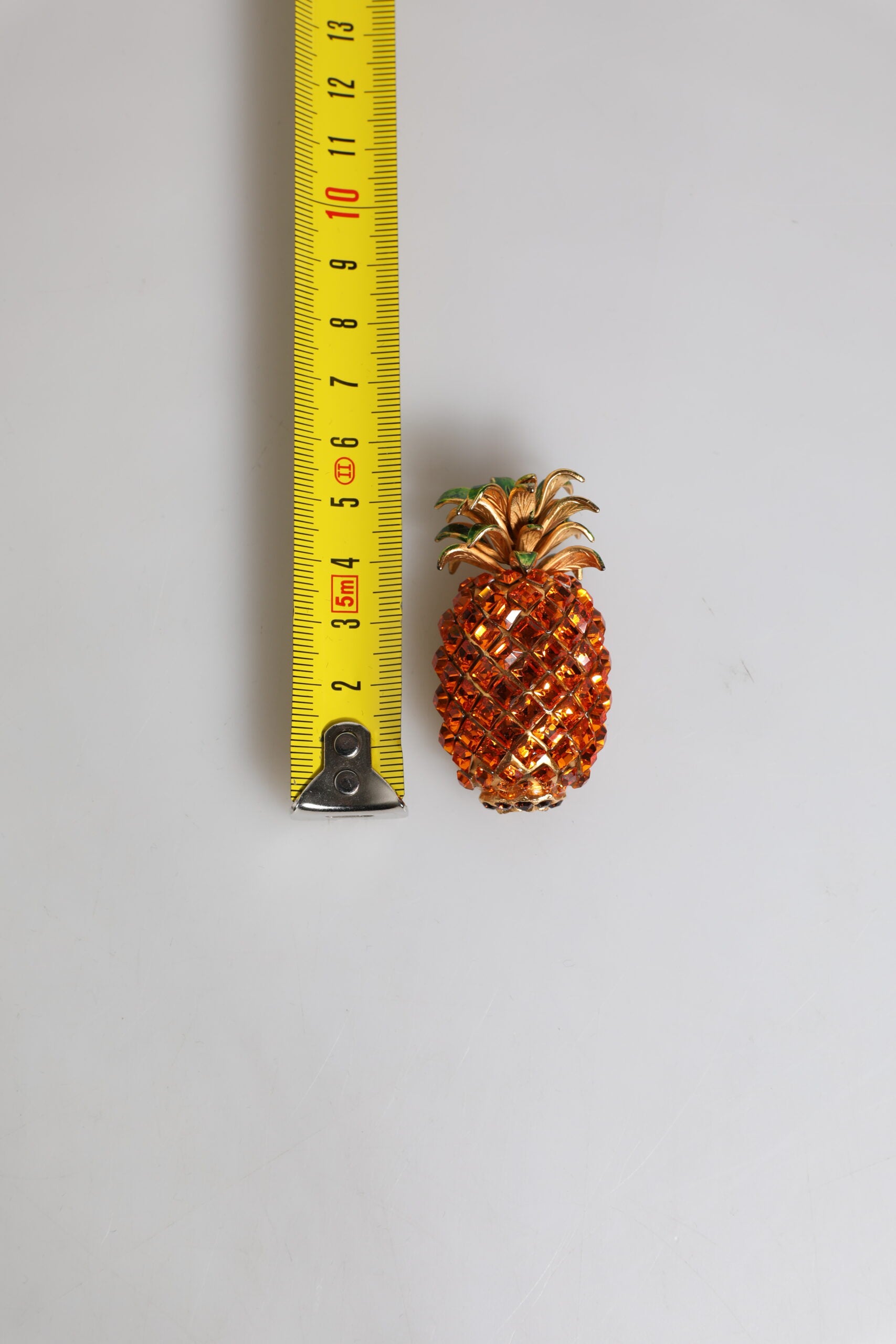 Dolce &amp; Gabbana Gold Brass Pineapple Crystal Jewelry Brooch Pin