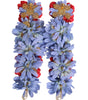 Dolce & Gabbana Gold Tone Brass Floral Crystal Clip On Dangling Earrings