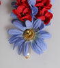 Dolce & Gabbana Gold Tone Brass Floral Crystal Clip On Dangling Earrings