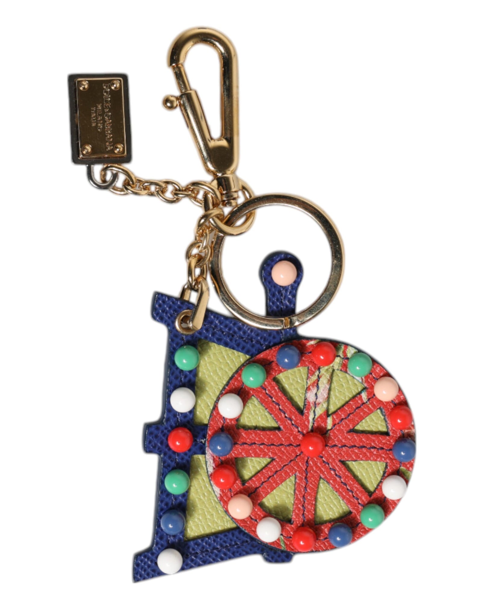 Dolce &amp; Gabbana Multicolor Gold Tone Carretto Keychain Keyring