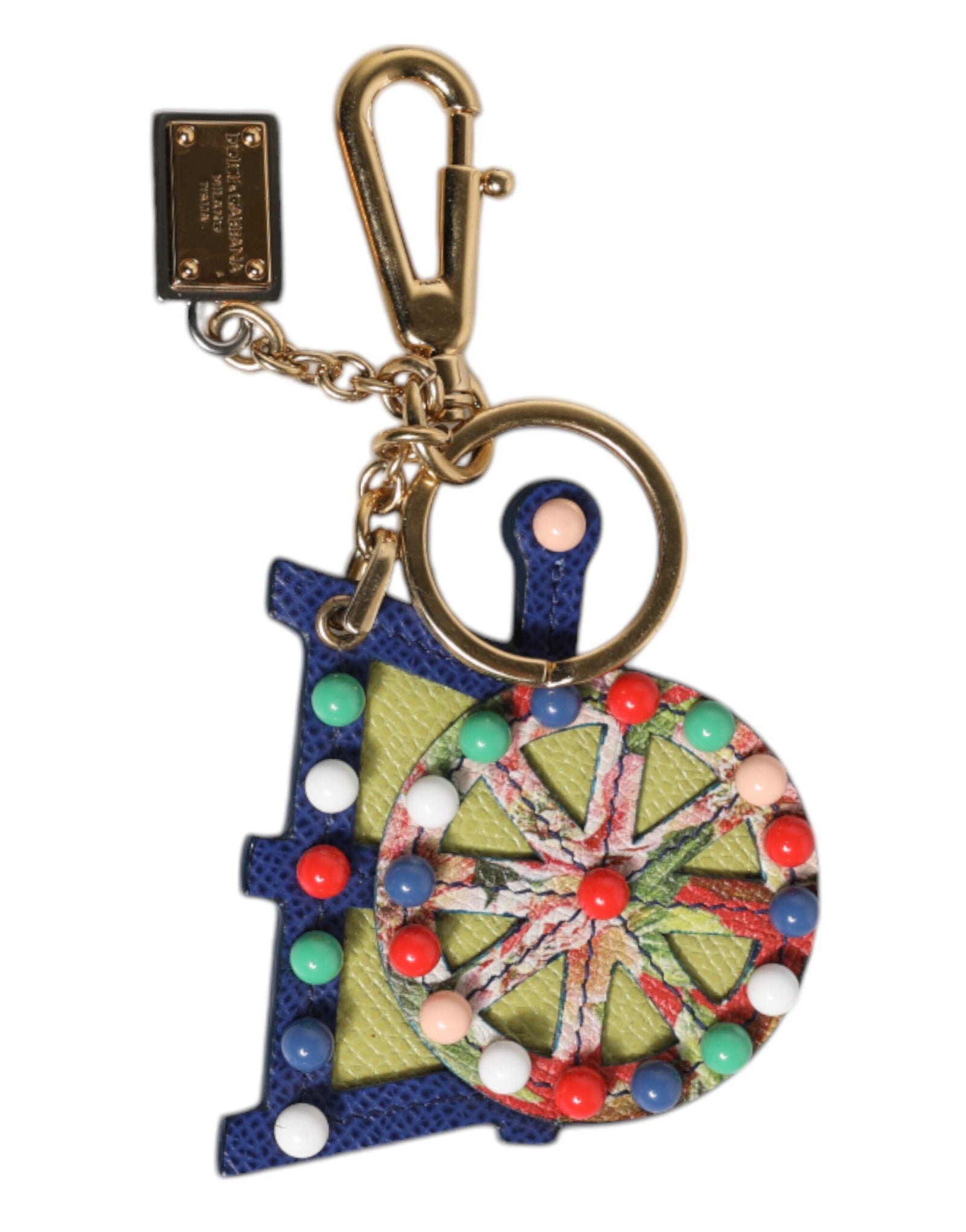 Dolce &amp; Gabbana Multicolor Gold Tone Carretto Keychain Keyring