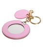Dolce & Gabbana Pink Calf Leather Gold Metal Logo Print Keyring Keychain