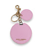 Dolce & Gabbana Pink Calf Leather Gold Metal Logo Print Keyring Keychain