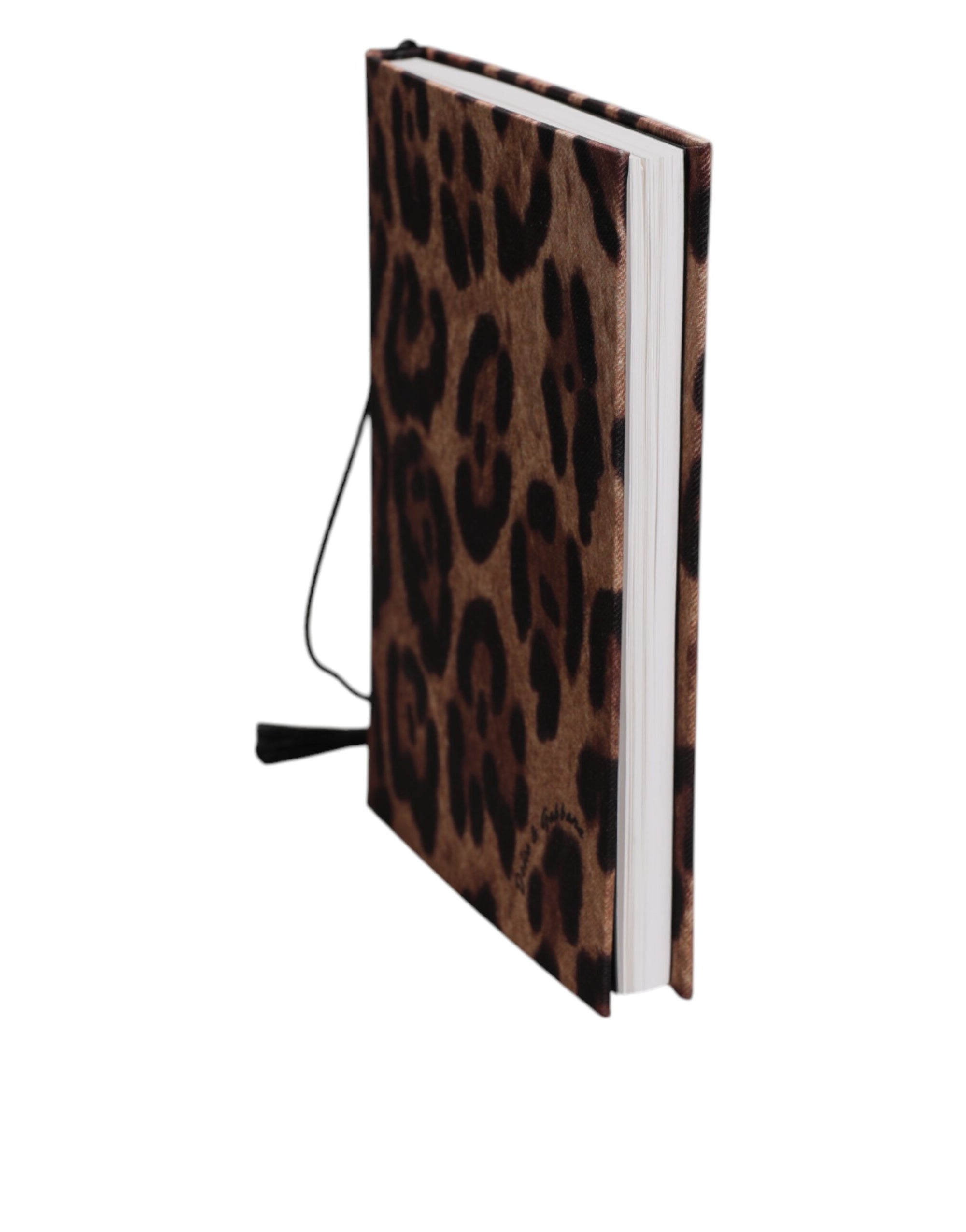 Petit carnet Dolce &amp; Gabbana en polyester marron et noir avec imprimé léopard et logo
