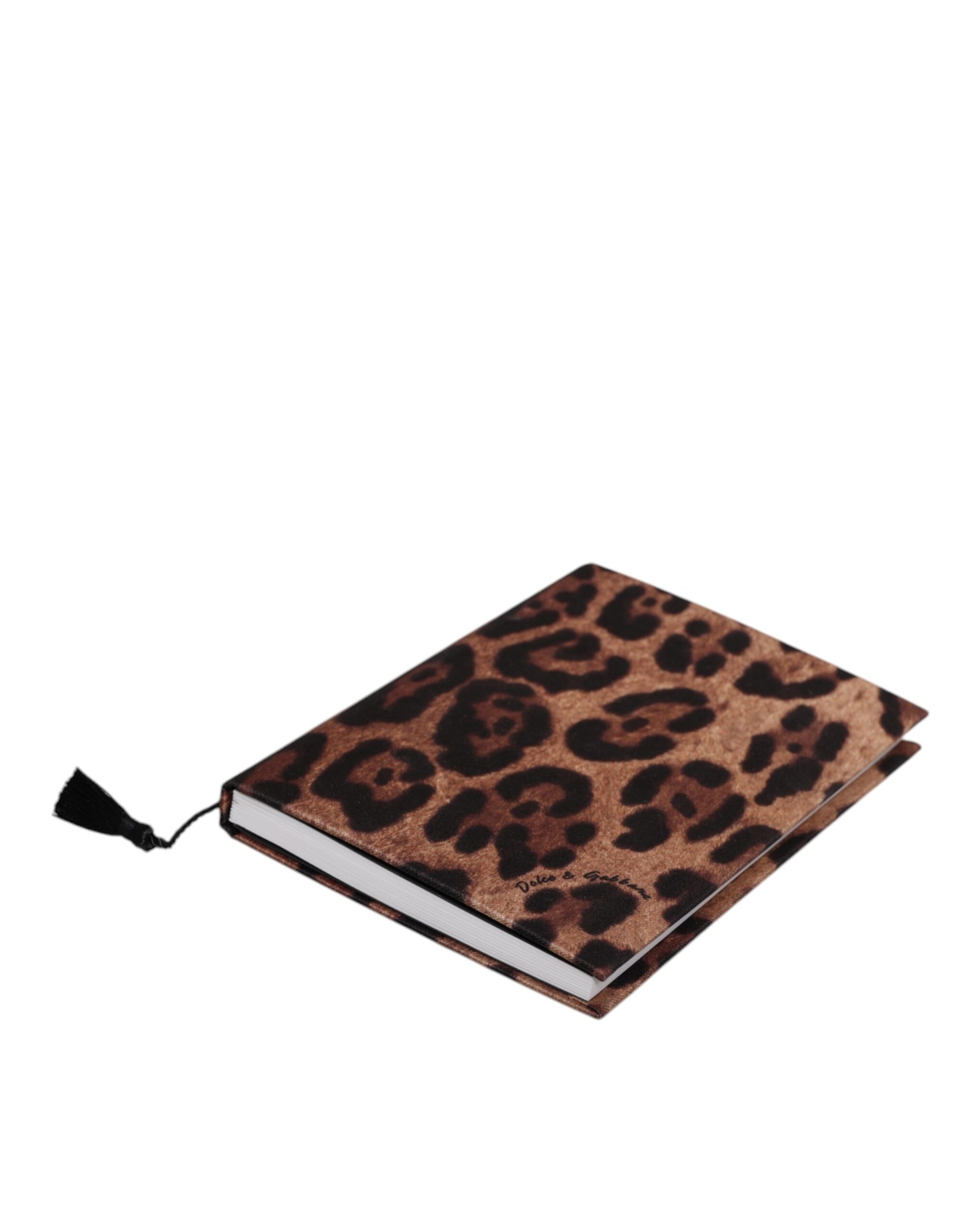 Petit carnet Dolce &amp; Gabbana en polyester marron et noir avec imprimé léopard et logo
