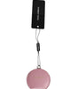 Porte-miroir à main rond en cuir de veau rose Dolce &amp; Gabbana avec logo