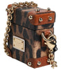 Dolce & Gabbana Brown Leopard Metal Logo Plaque Gold Chain Airpods Case