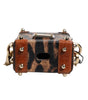 Dolce & Gabbana Brown Leopard Metal Logo Plaque Gold Chain Airpods Case