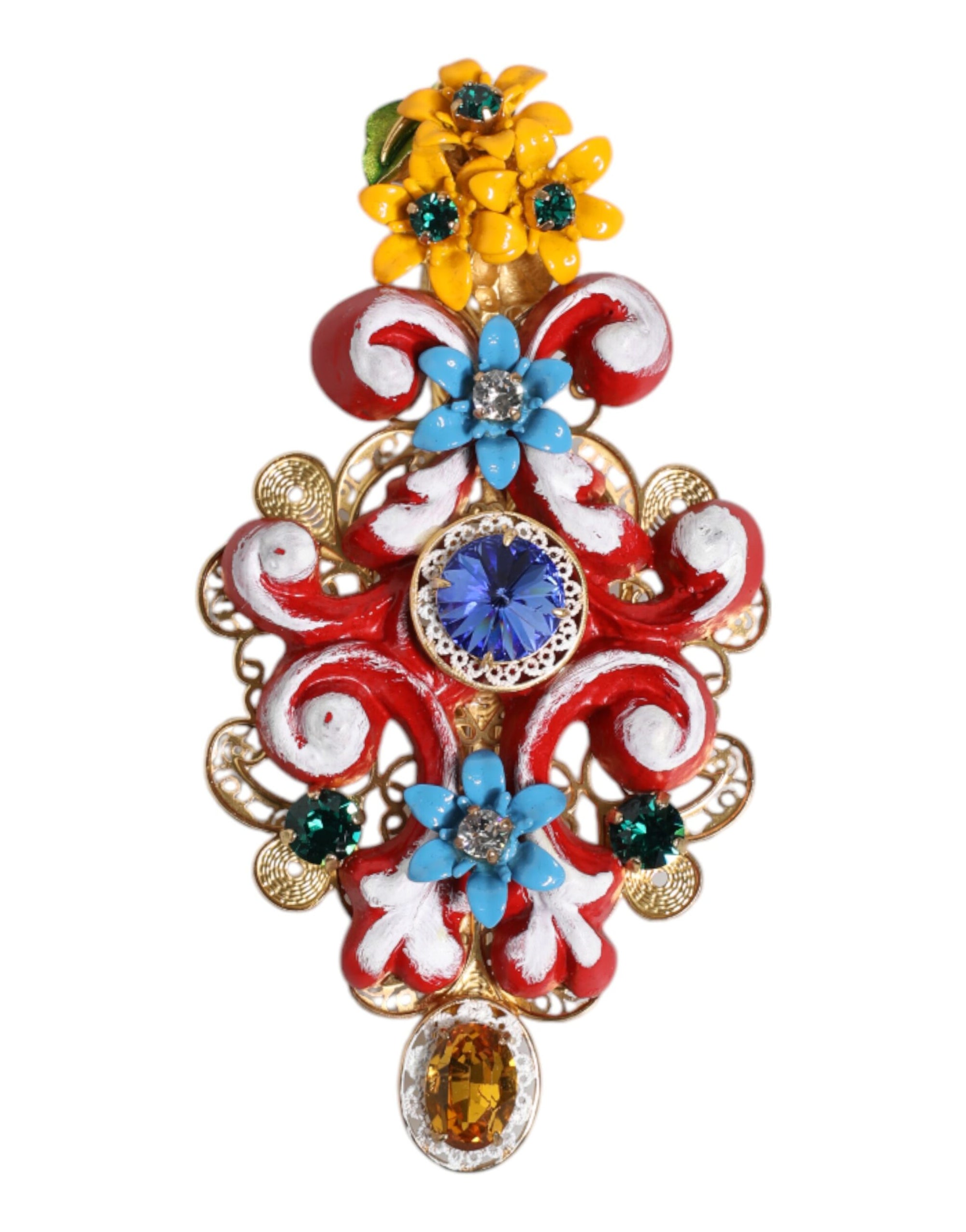 Pince à cheveux Dolce &amp; Gabbana Multicolor Spring CARRETTO en laiton doré et cristal