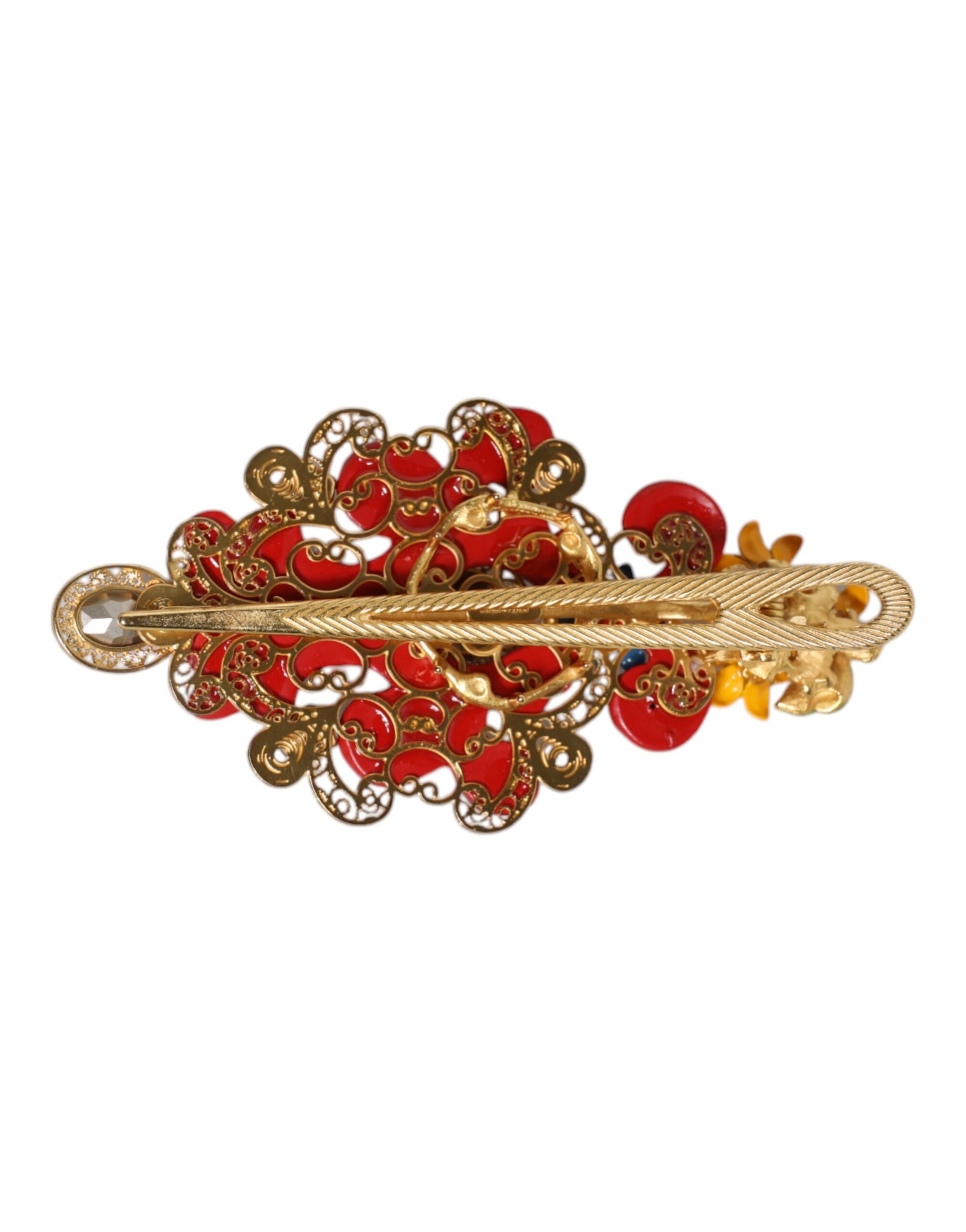 Pince à cheveux Dolce &amp; Gabbana Multicolor Spring CARRETTO en laiton doré et cristal