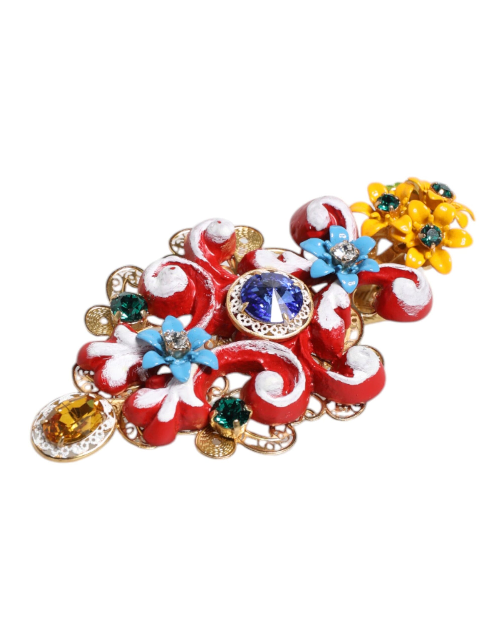 Pince à cheveux Dolce &amp; Gabbana Multicolor Spring CARRETTO en laiton doré et cristal