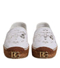 Dolce &amp; Gabbana White Logo Eyelet Slip On Espadrilles Shoes