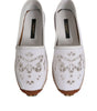 Dolce &amp; Gabbana White Logo Eyelet Slip On Espadrilles Shoes