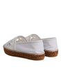 Dolce &amp; Gabbana White Logo Eyelet Slip On Espadrilles Shoes