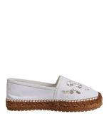 Dolce &amp; Gabbana White Logo Eyelet Slip On Espadrilles Shoes
