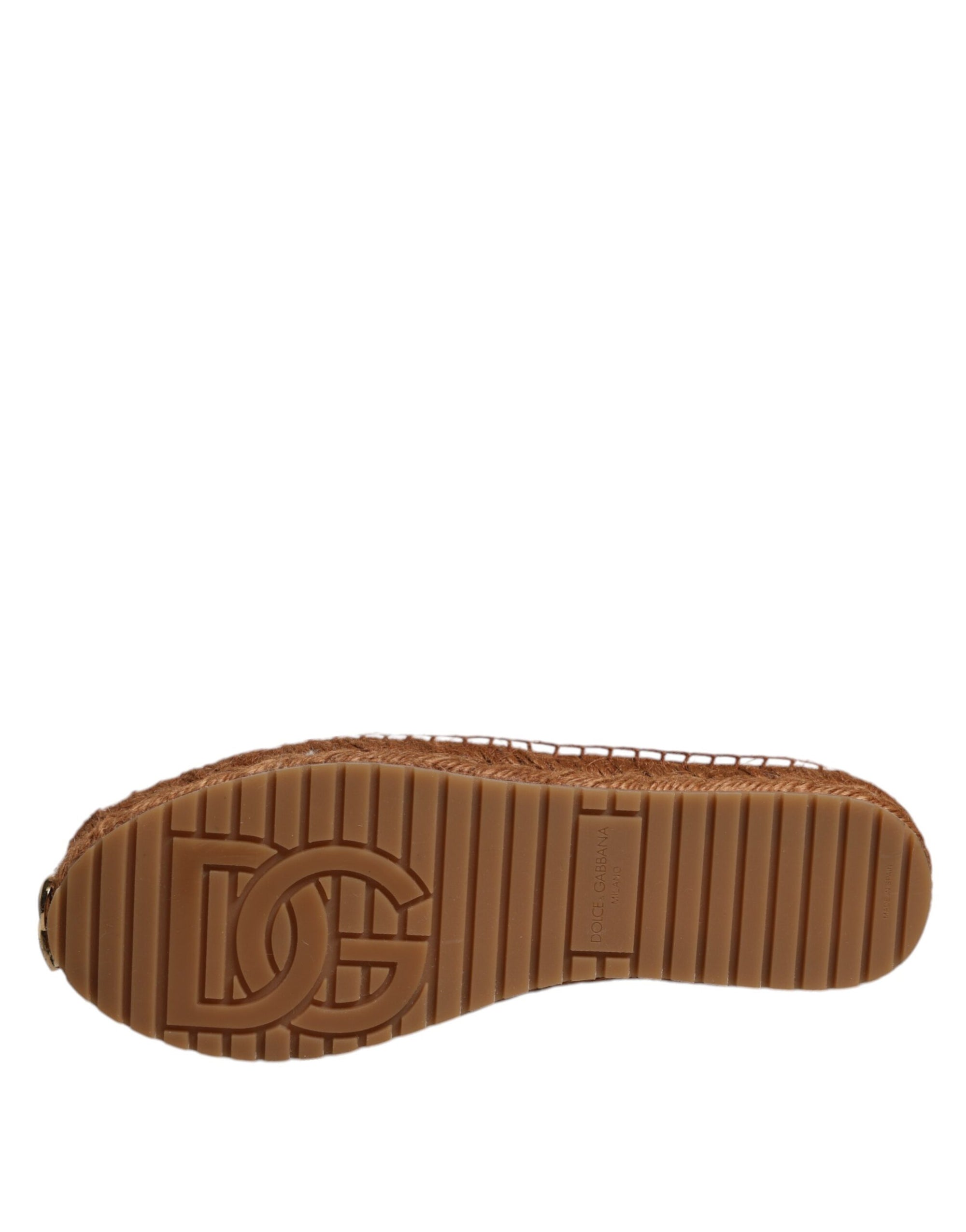 Dolce &amp; Gabbana White Logo Eyelet Slip On Espadrilles Shoes