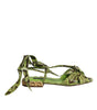 Dolce &amp; Gabbana Green Animal Print Ankle Wrap Sandals Shoes