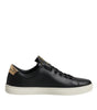 Dolce & Gabbana Black Leather Gold Red Heart Sneakers Shoes