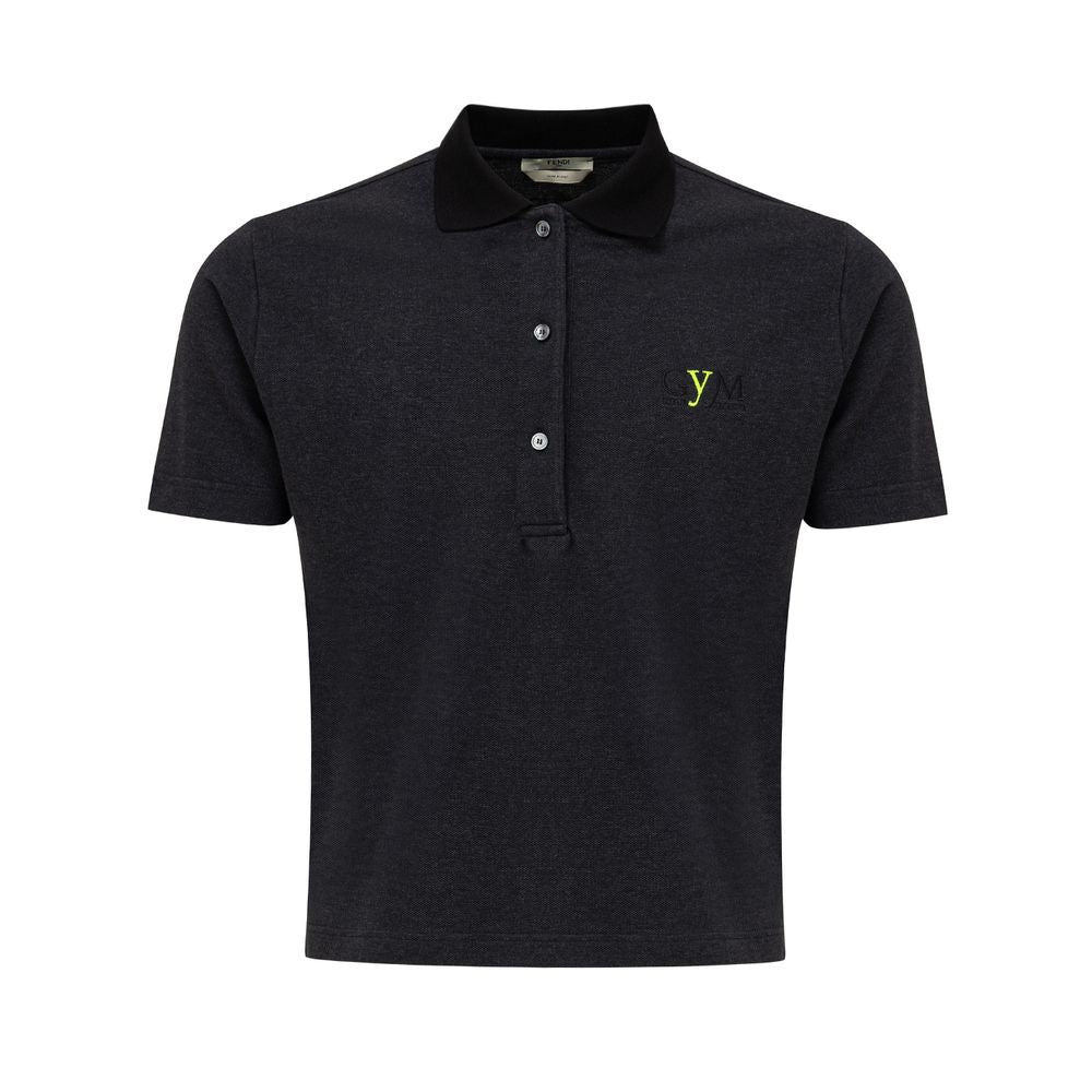 Polo en coton noir Fendi
