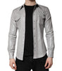 Dolce & Gabbana Metallic Gray Cotton Button Down Shirt