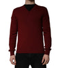 Dolce & Gabbana Maroon Cashmere V-neck Men Pullover Sweater