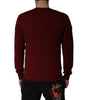Dolce & Gabbana Maroon Cashmere V-neck Men Pullover Sweater
