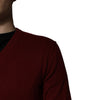Dolce & Gabbana Maroon Cashmere V-neck Men Pullover Sweater