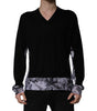 Dolce & Gabbana Black Camouflage V-neck Pullover Sweater