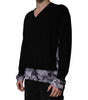 Dolce & Gabbana Black Camouflage V-neck Pullover Sweater